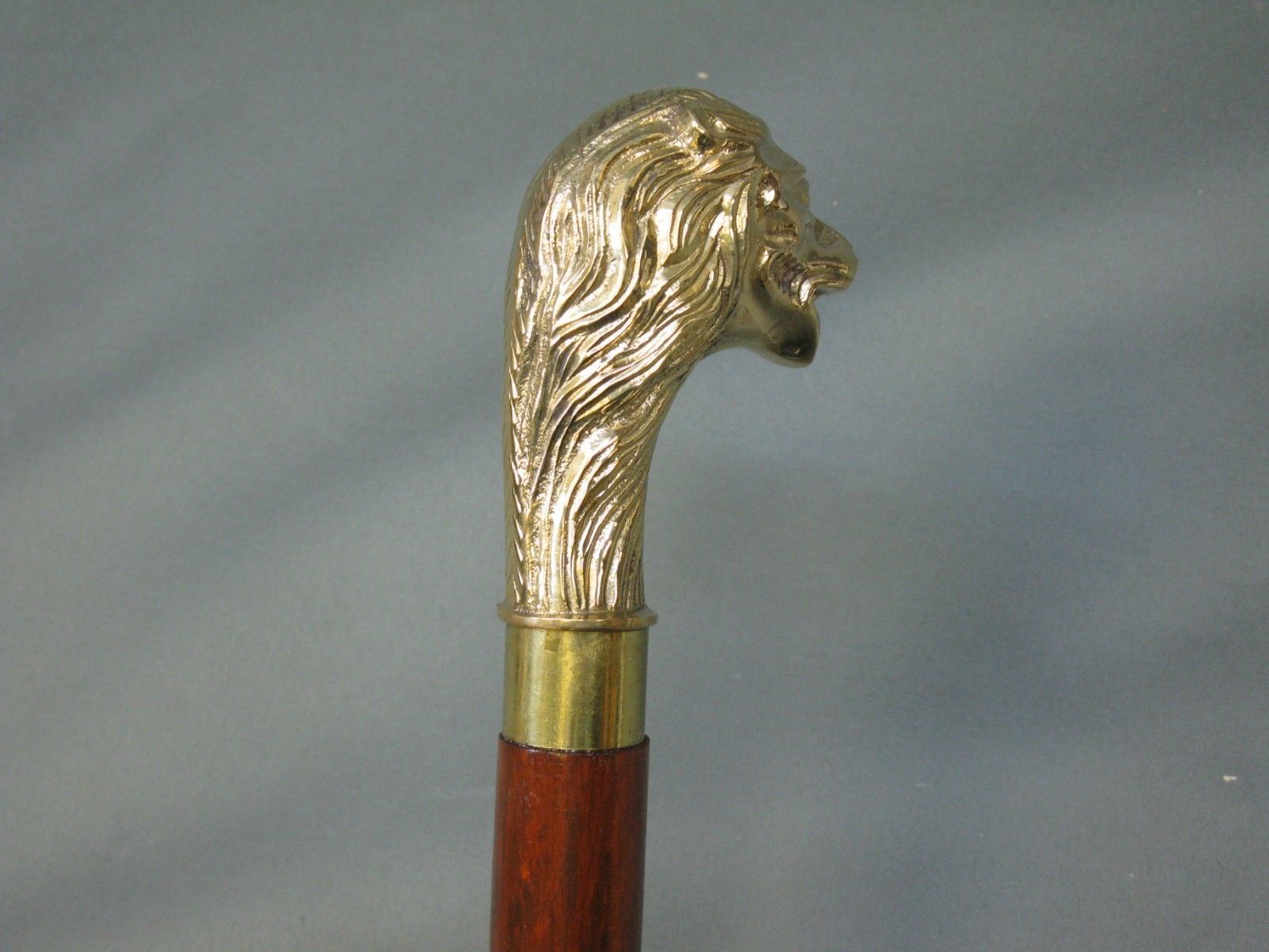 Designer Brass Victorian Lion Head Handle Style Vintage Wood Walking Stick Cane