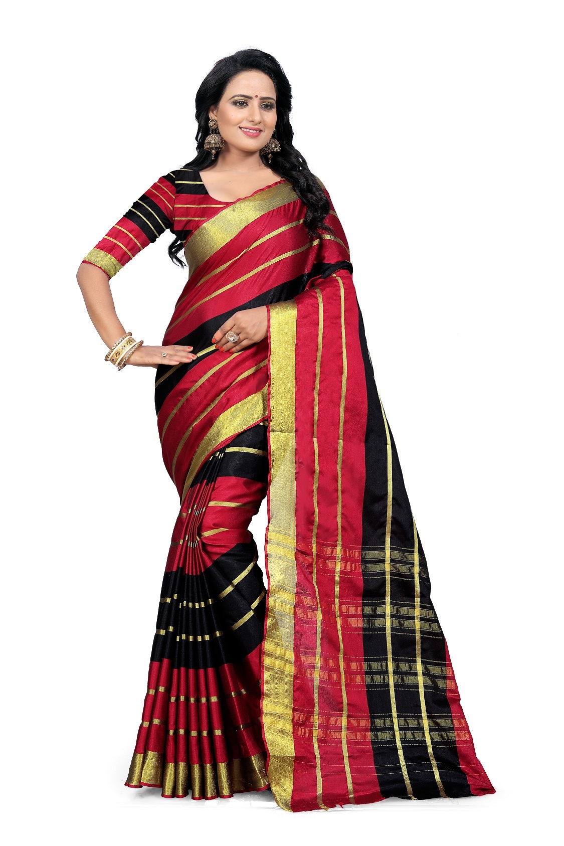 Pure Cotton Silk Saree - 5.5 Mtr Length, 0.8 Mtr Blouse | Multi-color, Printed Fabric Type