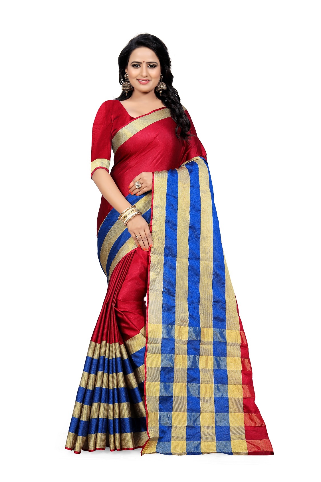 Pure Cotton Silk Saree - 5.5 Mtr Length, 0.8 Mtr Blouse | Multi-color, Printed Fabric Type