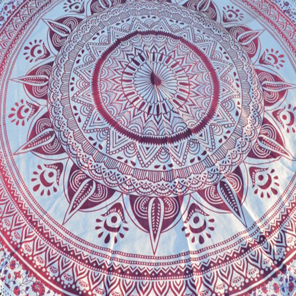 Pink Deepak Mandala Indian 100% Cotton Floral Print Home Textiles Roundie