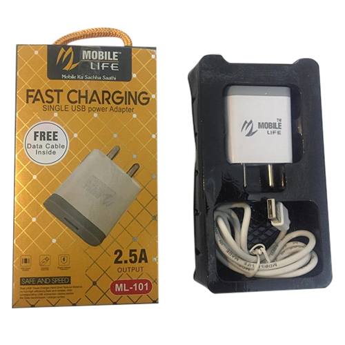 2.5A Fast Charging Single USB Power Adapter - Plastic Body , Compatible with Mobile Phones, Tablets, Music Players, Shavers & Trimmers 