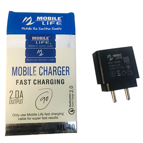 2.0A Mobile Charger - Plastic Body, Quick Charge Feature, Available in Various Sizes and Specifications | Efficient Power Usage, Quality Inspected
