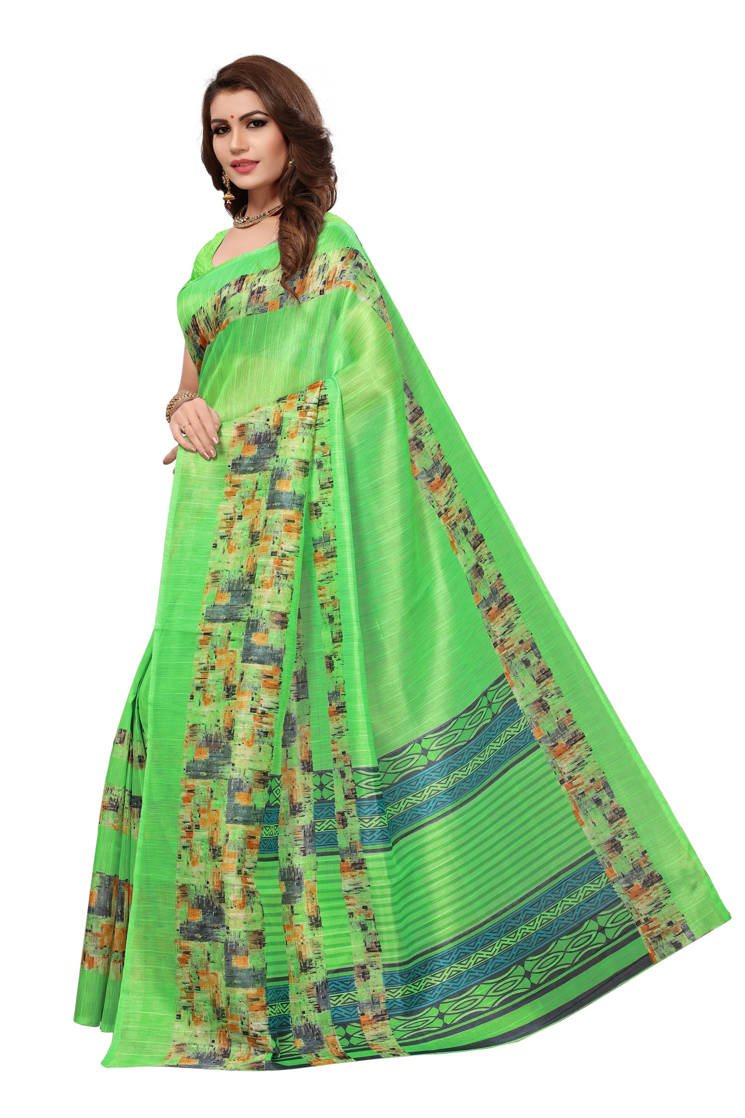Designer Bhagalpuri Silk Saree - 5.5 Mtr Length 0.8 Mtr Blouse | Multi-color Art Silk Material Printed Pattern Unique Designs