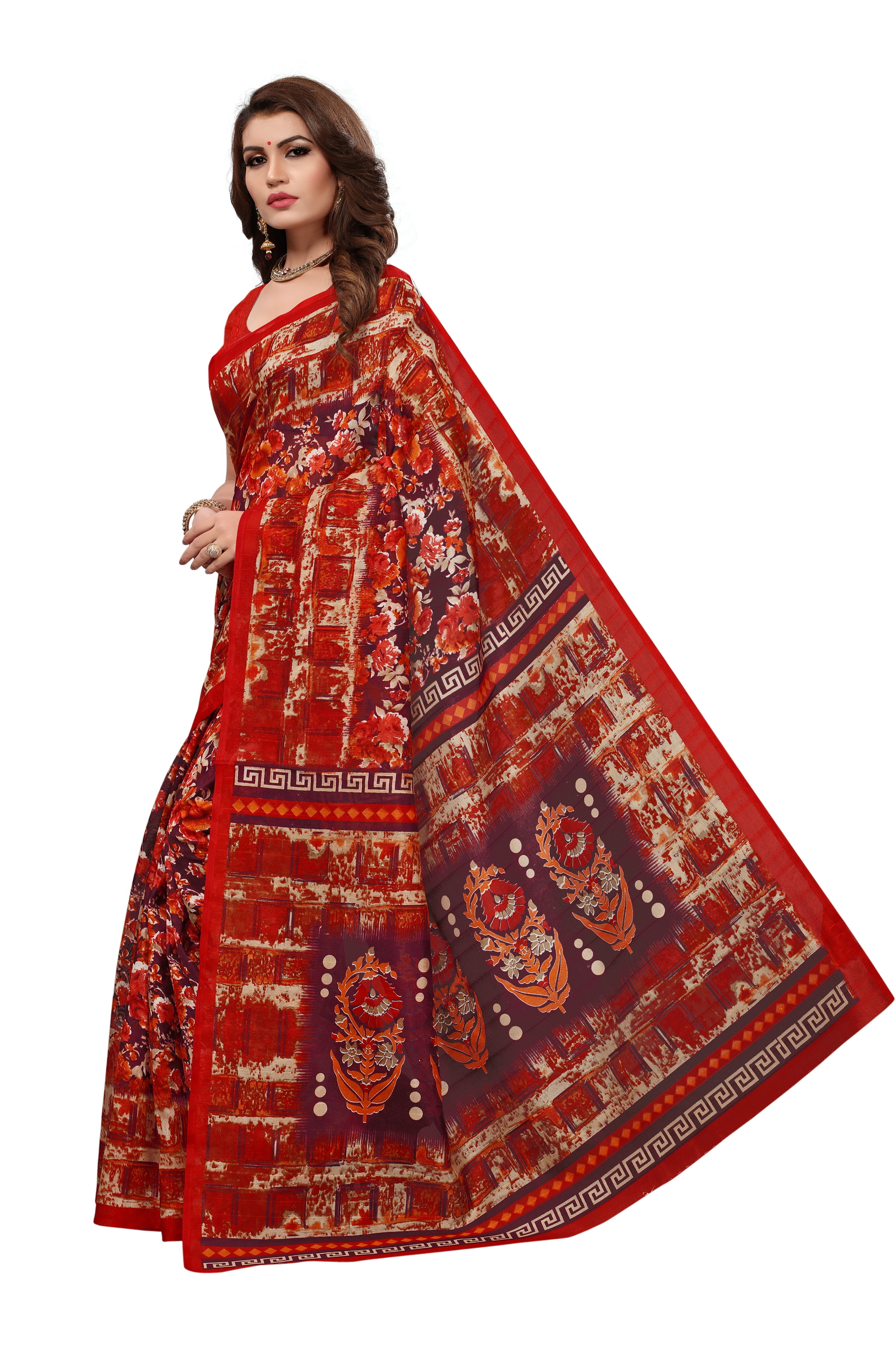 Designer Bhagalpuri Silk Saree - 5.5 Mtr Length 0.8 Mtr Blouse | Multi-color Art Silk Material Printed Pattern Unique Designs