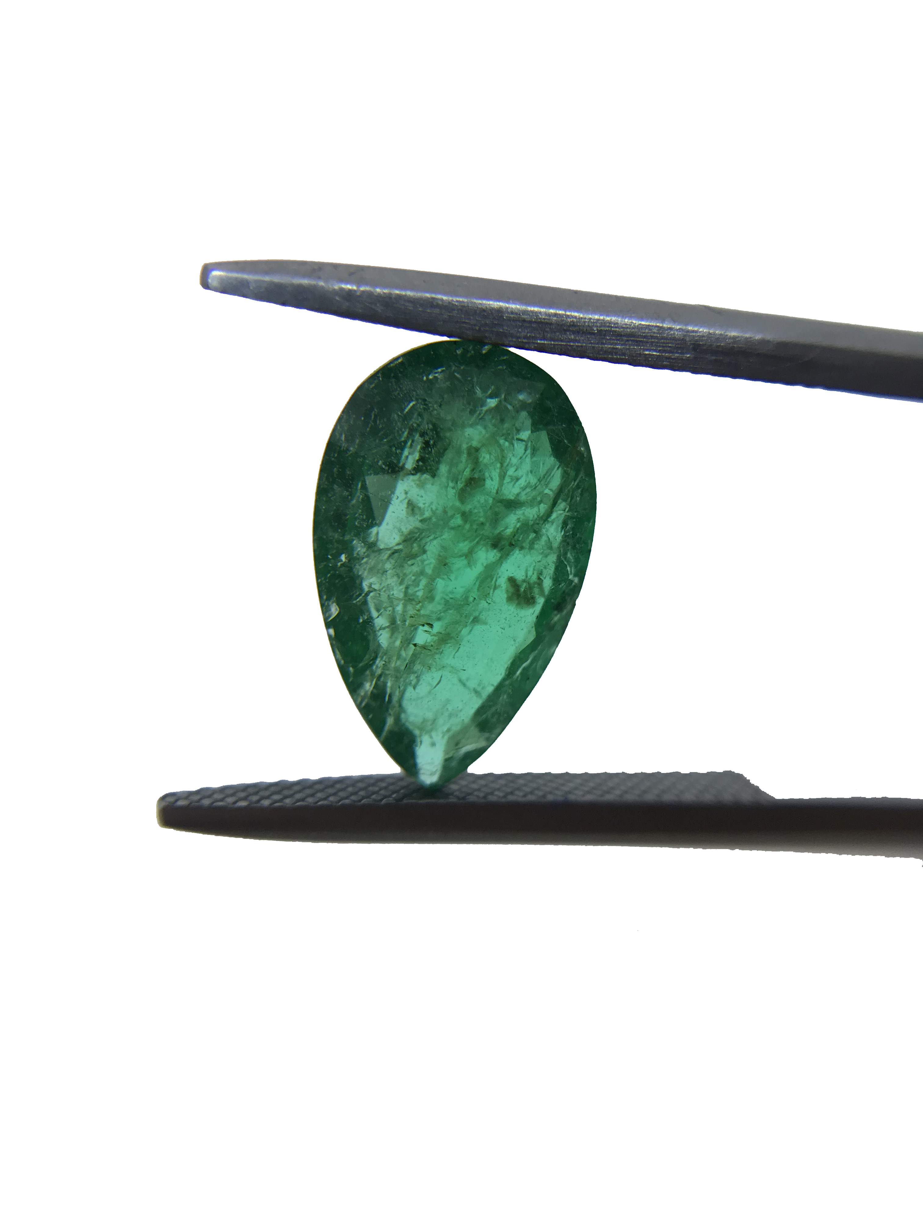 Natural Zambian Emerald Gemstone - 4.14cts, 12x7.5mm Pear Cut, Green Color With Oiling Treatment