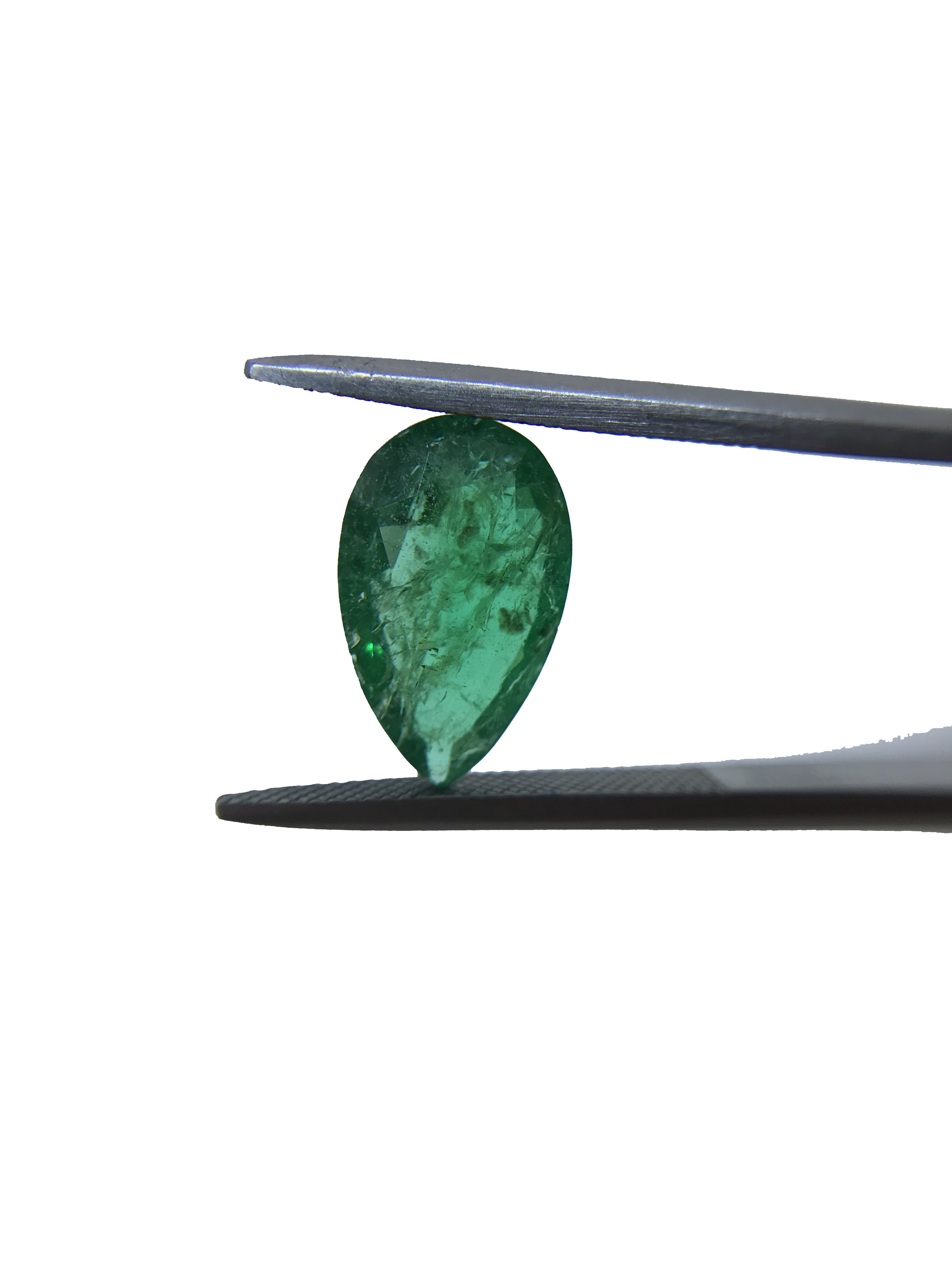 Natural Zambian Emerald Gemstone - 4.14cts, 12x7.5mm Pear Cut, Green Color With Oiling Treatment