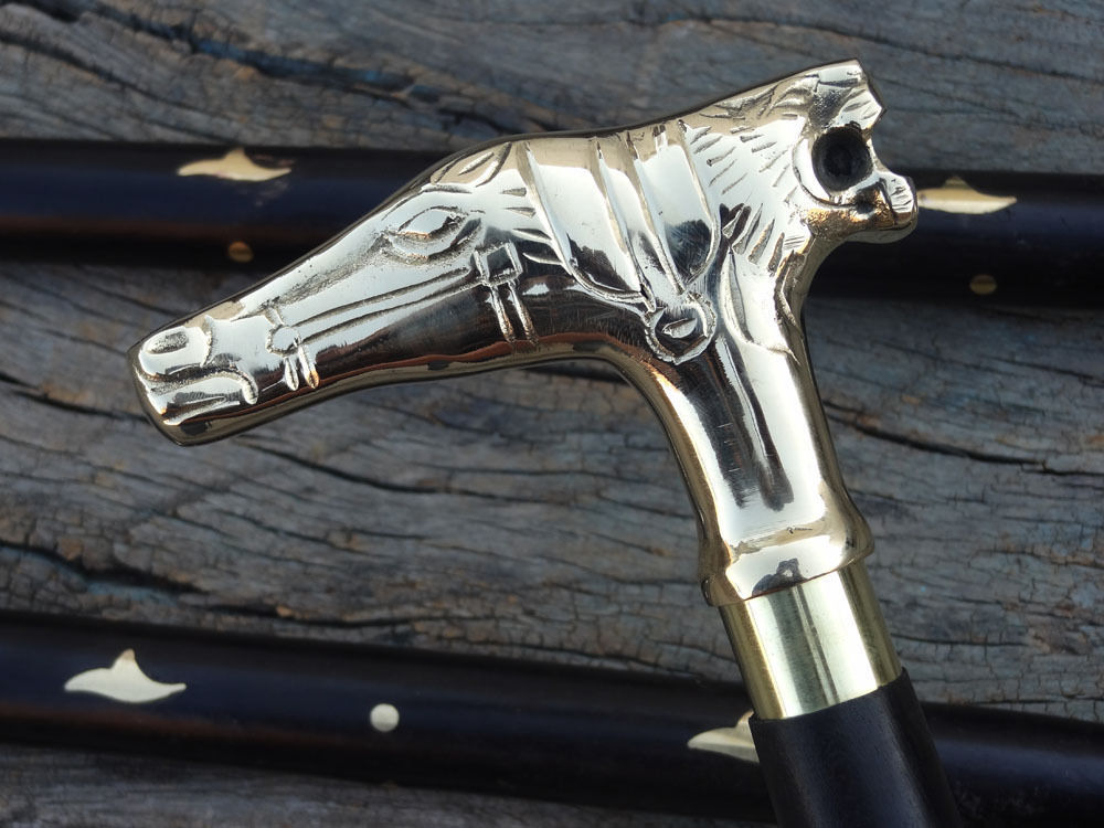 Antique Style Casting Brass Designer Handle Walking Cane Stick Vintage Wood Cane