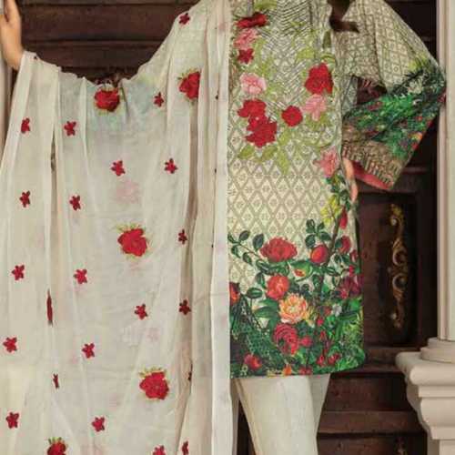 Your Product - Cotton, Medium Size, 50 Inches Length, 3/4 Sleeve, Green Color | Comfortable Fit, Elegant Design, Floral Print, Soft Fabric, Versatile Style