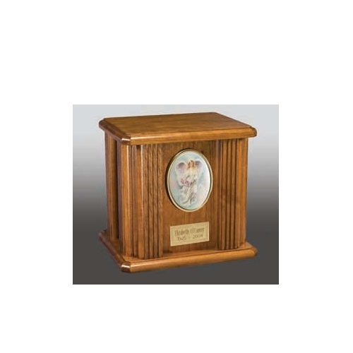 Gold Heart Wood Cremation Urn Nameplate - Wood Material 10 Inches Or Customize | Polished Finish American Style