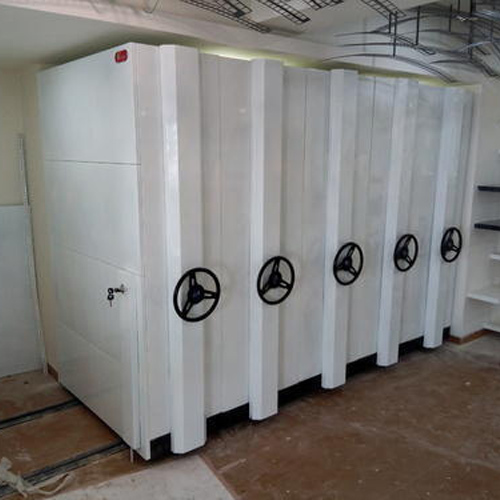 Mobile Compactor Storage Systems - Iron Material, 10x28x17 inches, White Finish | Efficient Space-Saving Solution