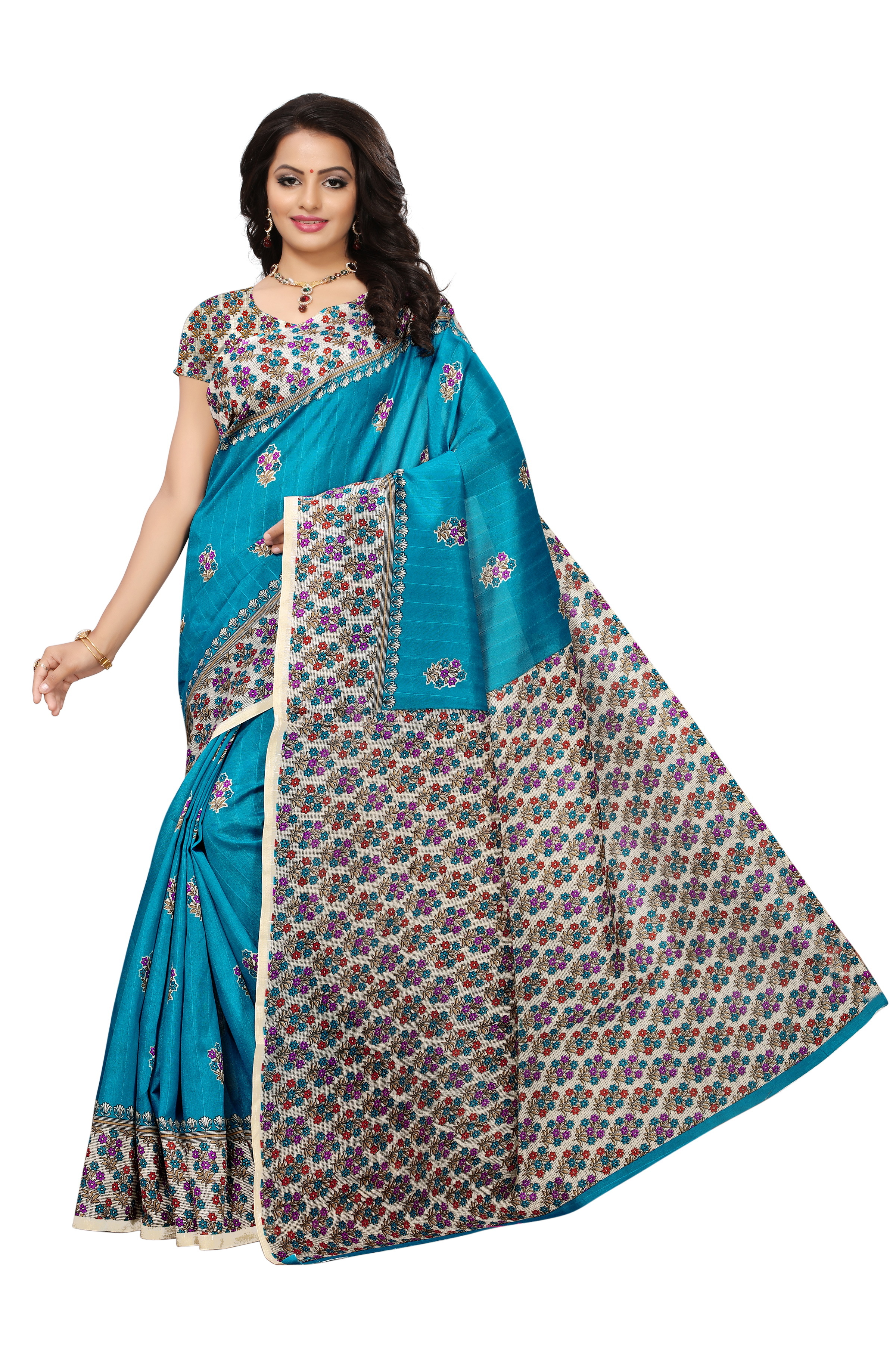 New Mysore Silk Saree - Art Silk, 5.5 Mtr Length, 0.8 Mtr Blouse | Multi-color, Printed Pattern, Soft And Elegant Fabric