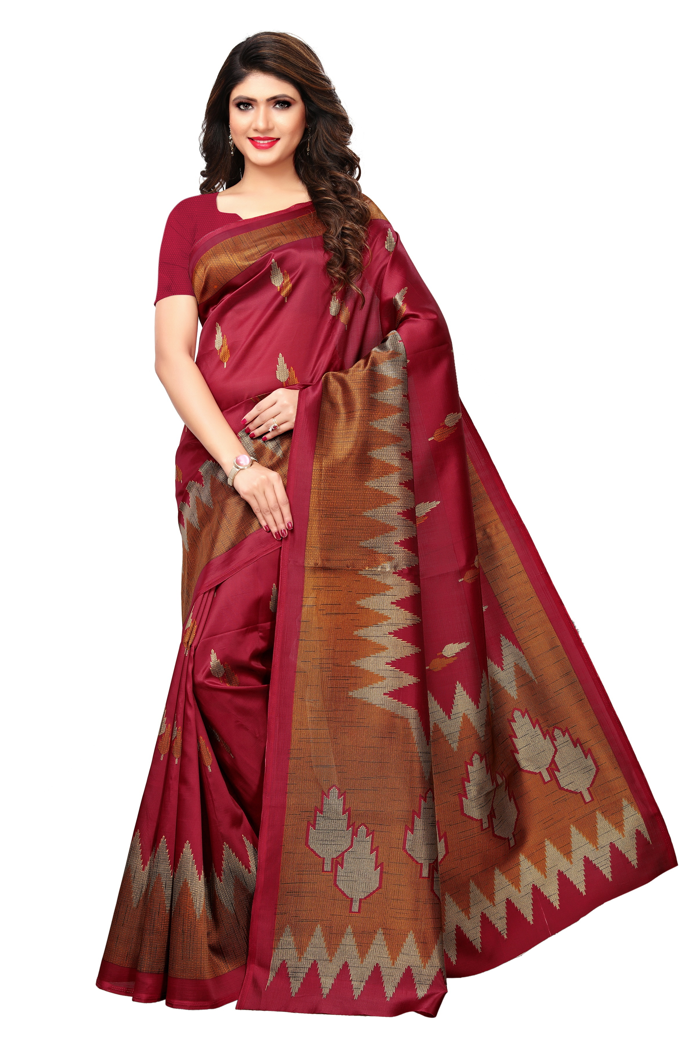 Mysore Silk Designer Saree - Art Silk Fabric, Length 5.5 Mtr, Multi-color Printed Pattern, Includes 0.8 Mtr Blouse