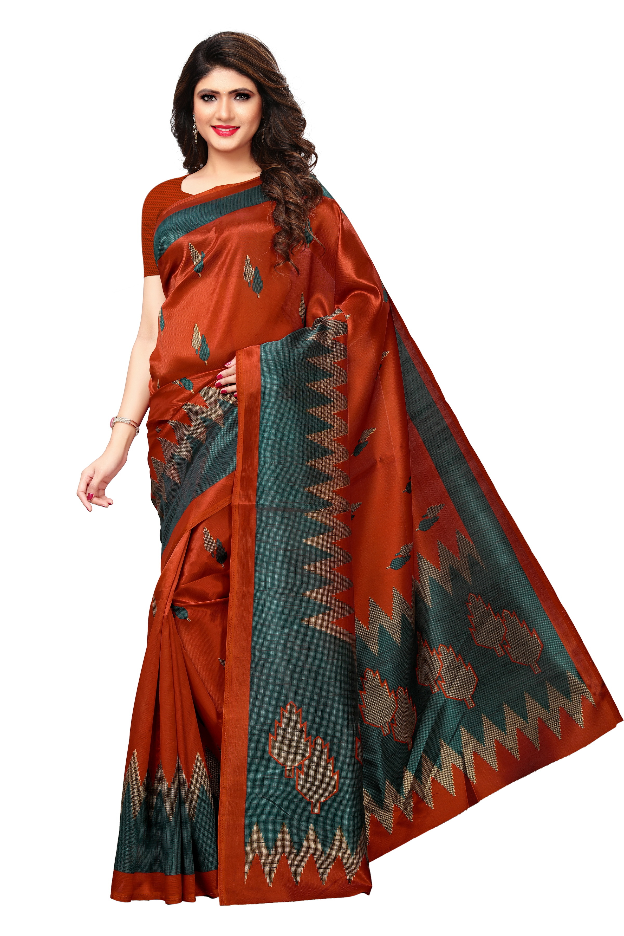 Mysore Silk Designer Saree - Art Silk Fabric, Length 5.5 Mtr, Multi-color Printed Pattern, Includes 0.8 Mtr Blouse