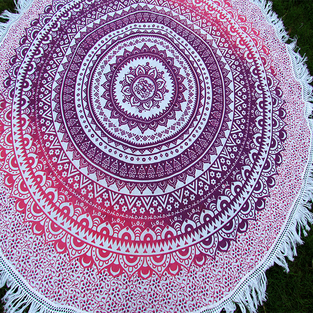 Pink Bohemian Dual Color Hippie Indian Ombre Mandala Handmade Roundie