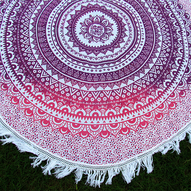 Pink Bohemian Dual Color Hippie Indian Ombre Mandala Handmade Roundie