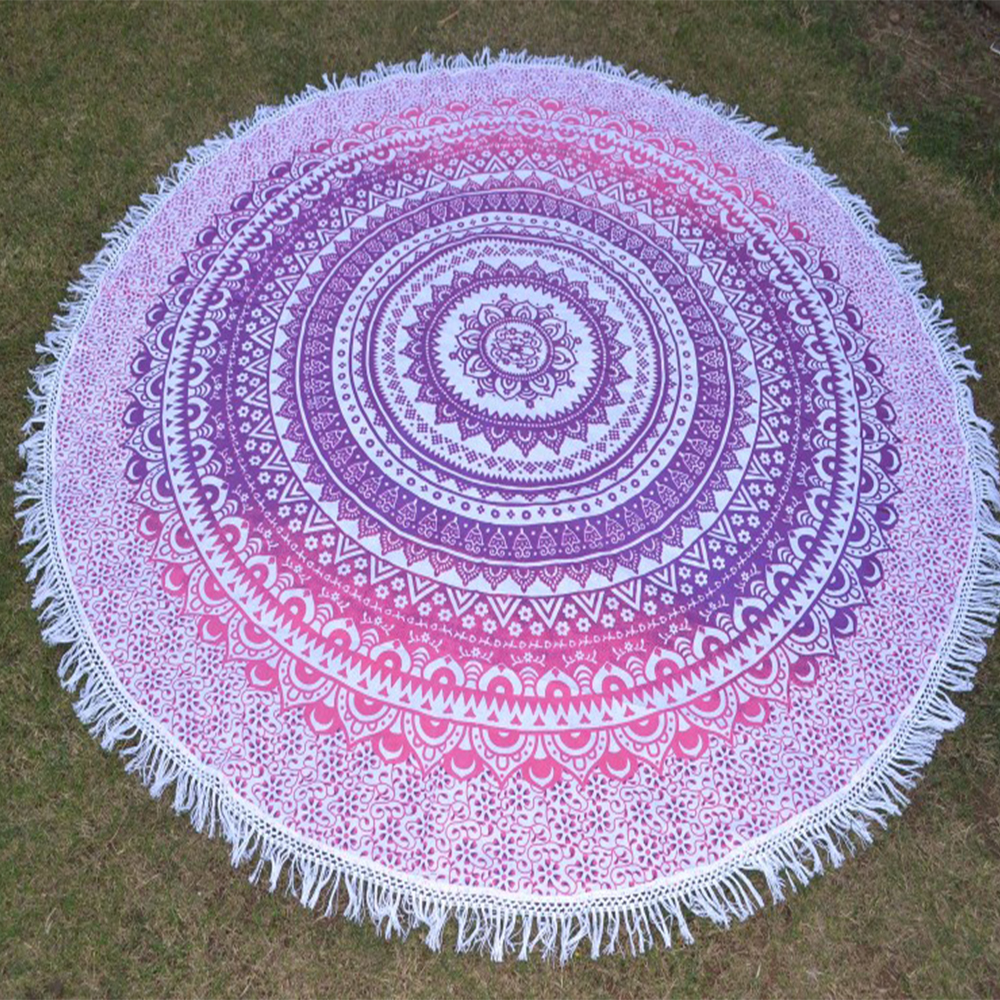 Pink Bohemian Dual Color Hippie Indian Ombre Mandala Handmade Roundie