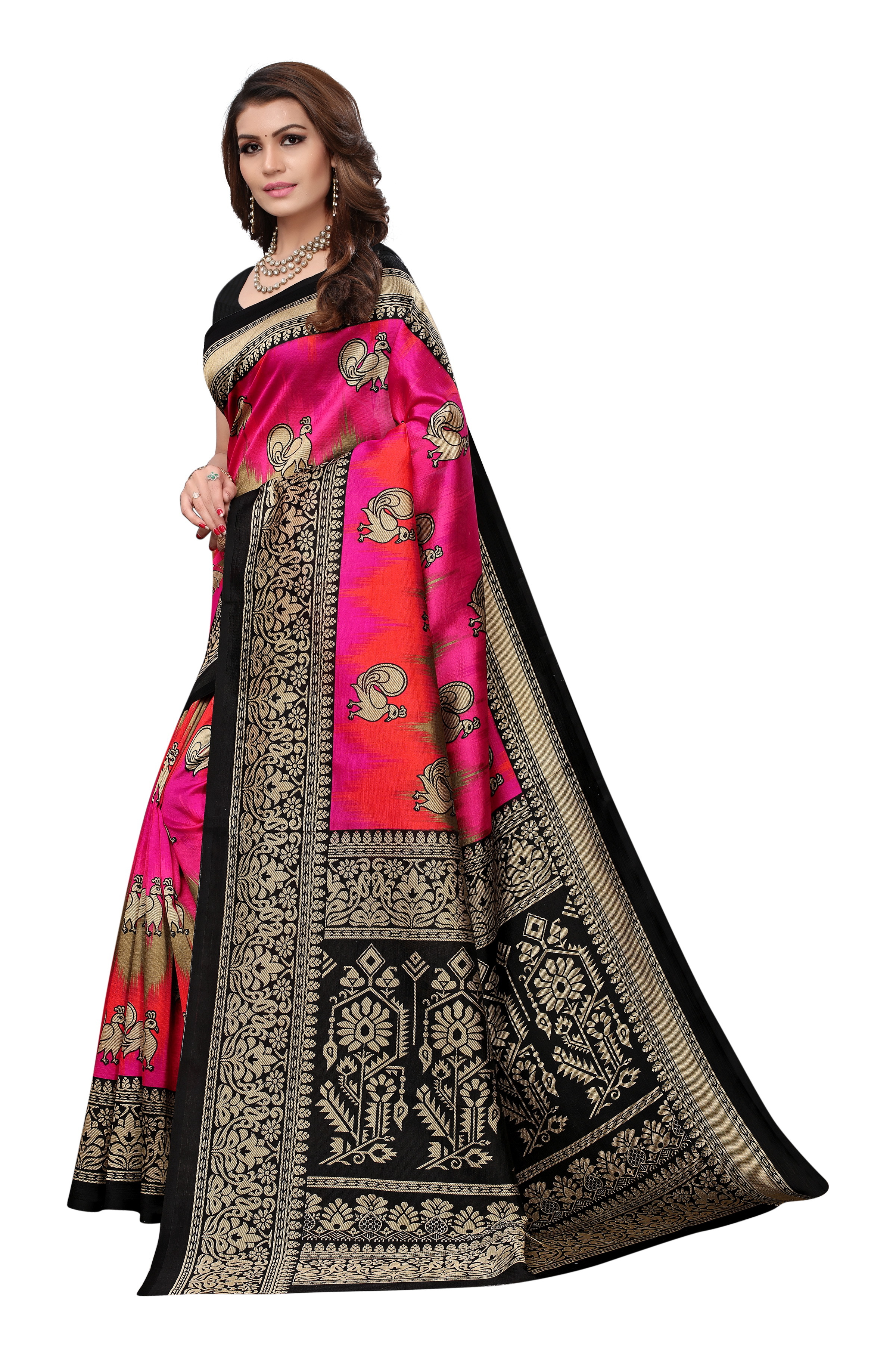 Fancy Mysore Silk Saree - Mysore Silk, Length: 5.5 Mtr, Blouse Length: 0.8 Mtr | Multi-color, Art Silk, Printed Pattern