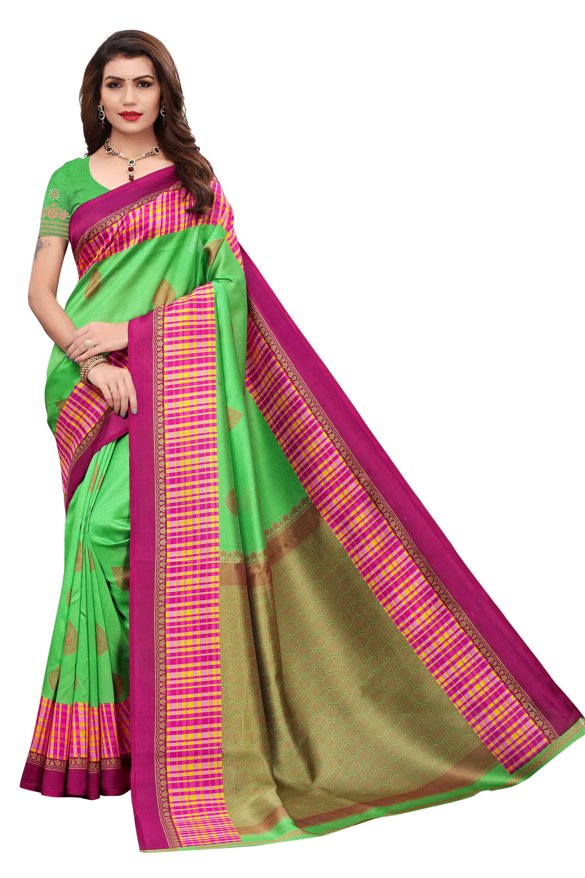 Printed Mysore Silk Saree - Fabric: Silk, Length: 5.5 Mtr, Blouse Length: 0.8 Mtr | Multi-color, Art Silk, Printed Pattern