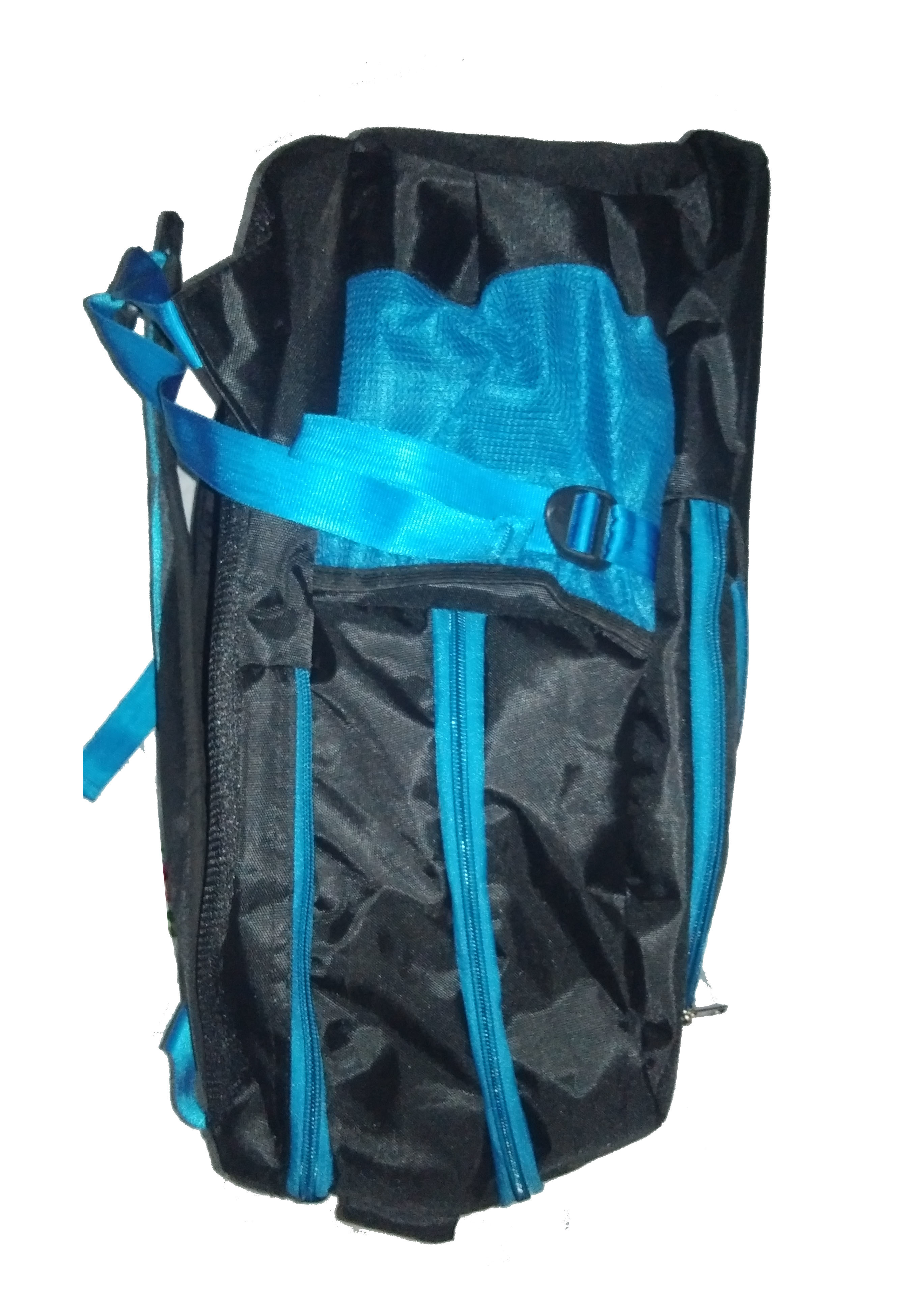 Integrated Rain Cover Backpack - Fabric, 18x14x13 Inches, Black And Blue | Waterproof, Adjustable Straps, 6 Compartments, Padded Handle, Laptop Pocket, Detachable Rain Cover