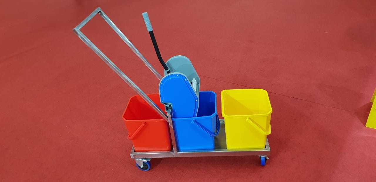 3 Bucket Mop Wringer Trolley Stainless Steel 54l Application: Hospital