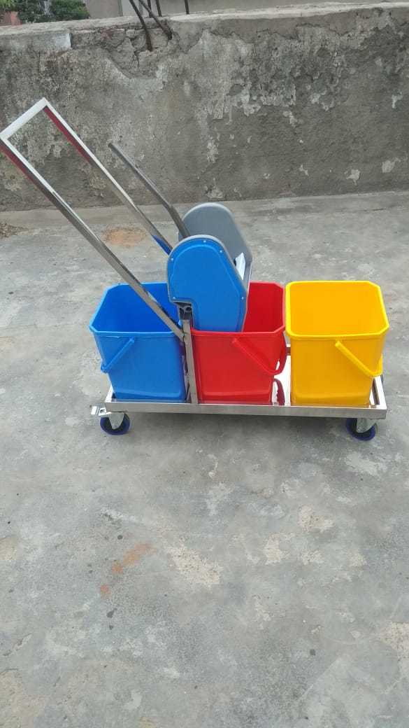 3 Bucket Mop Wringer Trolley Stainless Steel 54l Application: Hospital