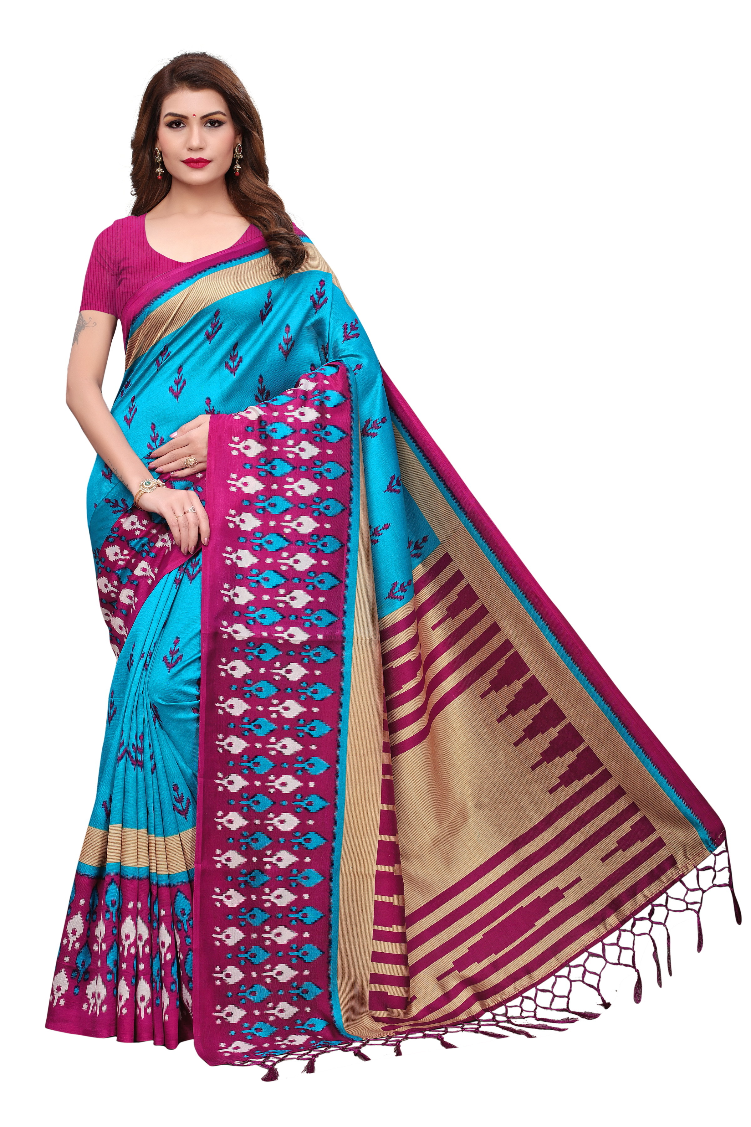 Mysore Silk Saree With Jhalar - Silk Material, Length: 5.5 Mtr, Blouse Length: 0.8 Mtr, Multi-color, Printed Pattern, Lace Closure