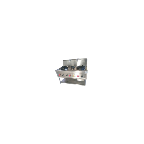 Three Burner Chinese Cooking Range - Stainless Steel Top , Compact Design, Durable and Rust-Resistant with Heavy Duty Vessel Rest Burners and Spillage Trays