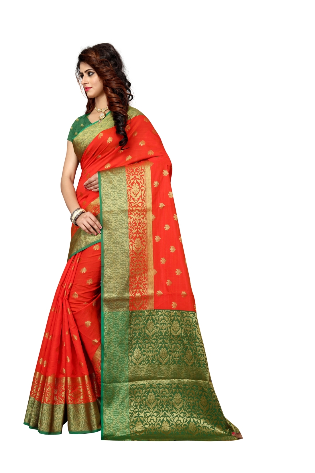Fancy Banarasi Silk Saree - 5.5 Mtr Length, 0.8 Mtr Blouse | Multi-color Printed Art Silk, Elegant Banarsi Style