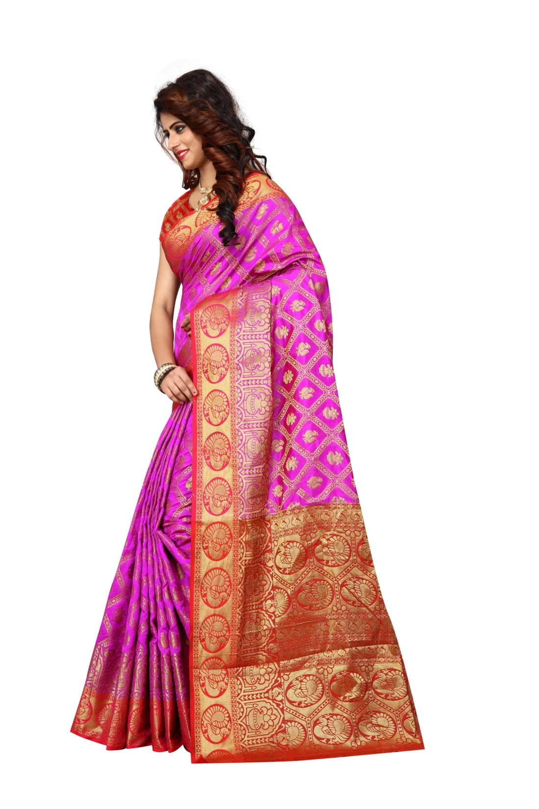 Fancy Banarasi Silk Saree - 5.5 Mtr Length, 0.8 Mtr Blouse | Multi-color Printed Art Silk, Elegant Banarsi Style