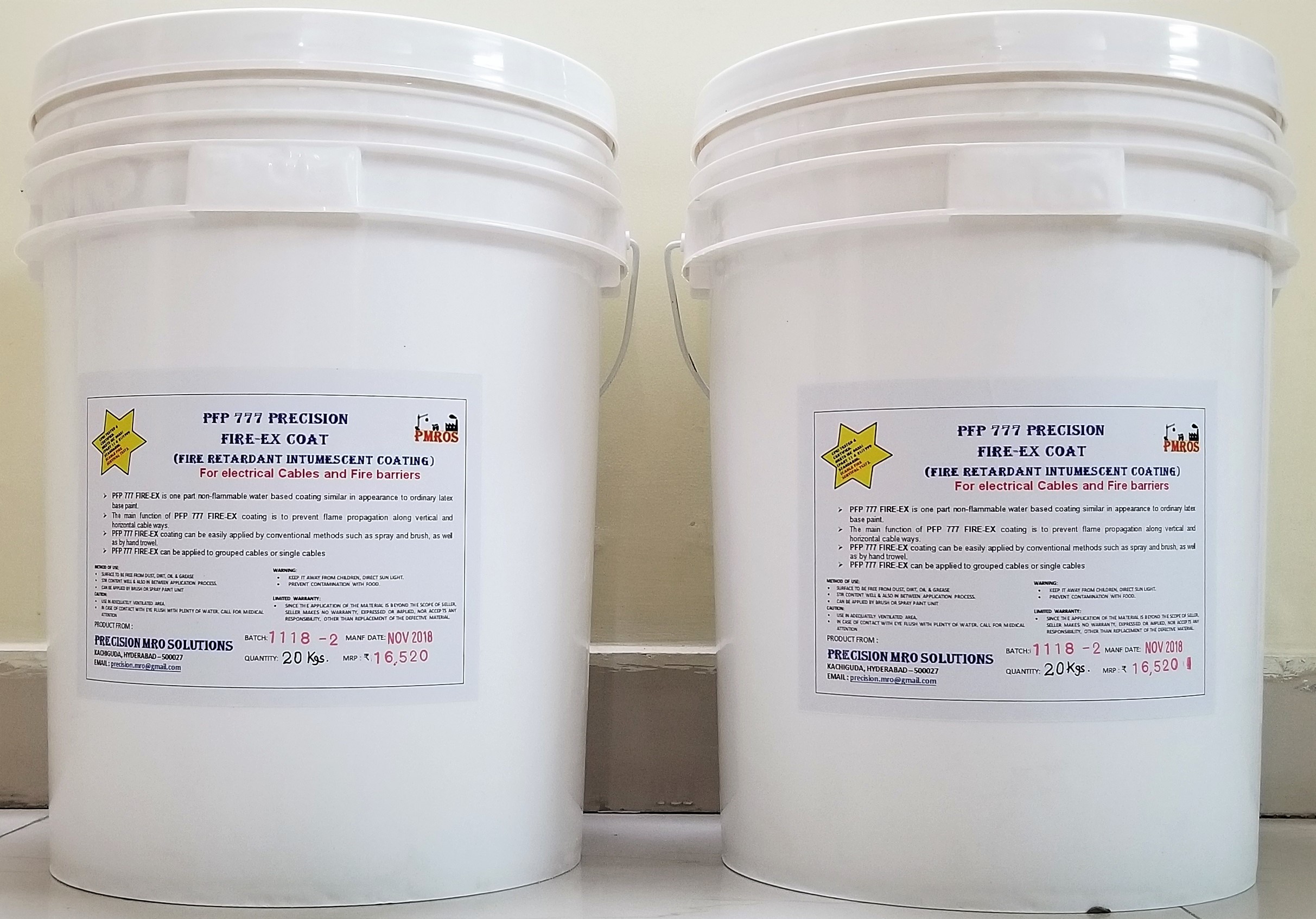 Fire Retardant Coating - Water Based, Non-flammable | For Lt & Ht Cables, Metal, Wood, Forms Protective Char, Indoor/outdoor Use