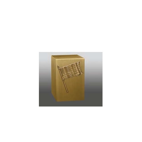 Satin Stainless Steel Urn - Silver Finishing, Green Enamel Army Design | Religious Style, American Regional Elegance