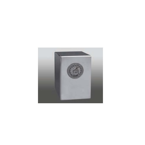 Satin Stainless Steel Urn - Silver Finishing, Green Enamel Army Design | Religious Style, American Regional Elegance