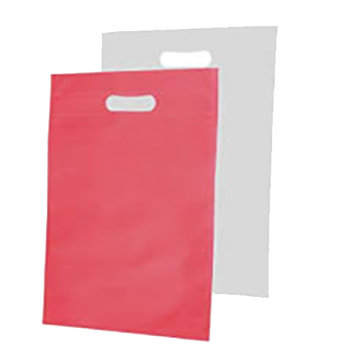 D-Cut Non Woven Carry Bag - Non-Woven Polypropylene, 10x12 Inches, Red Color | 50 GSM Weight, Customizable Printing, Pack of 100 Pieces