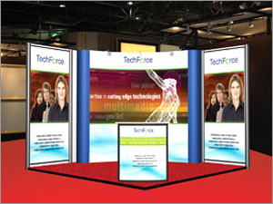 प्रदर्शनी स्टाल प्रदर्शित करते हैं