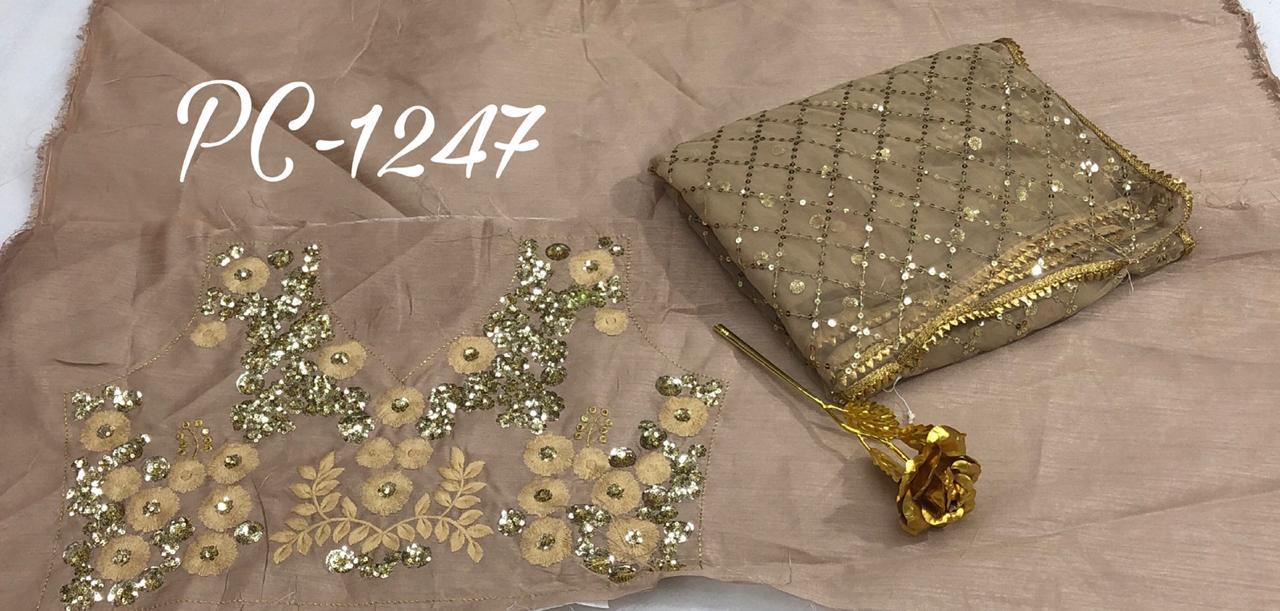 Multy Net Embroidered Saree