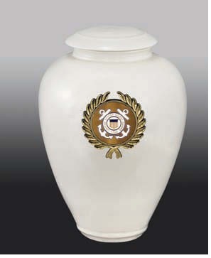 White Providence With Army Wreath Cremation Urn