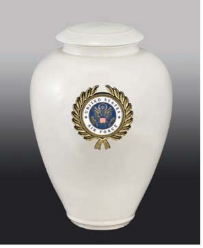 White Providence With Army Wreath Cremation Urn