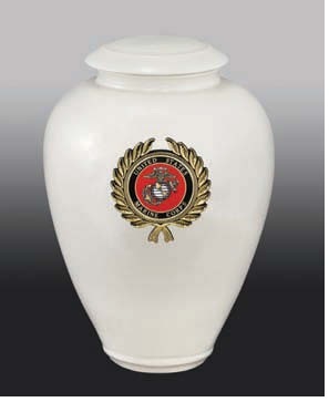 White Providence With Army Wreath Cremation Urn