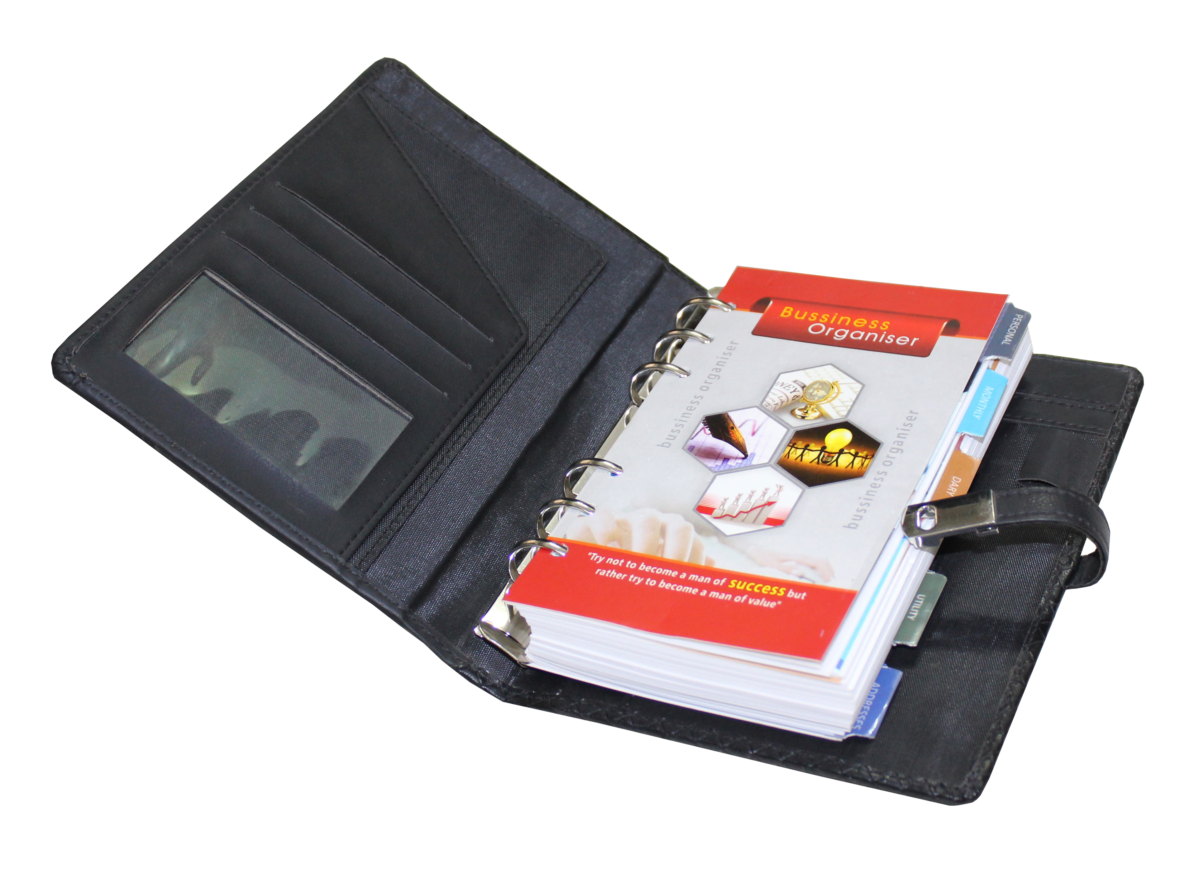 Leather A6 Organizer/planner - 5.5x7.75 Inches, 400+ Ruled Pages, 3 Document Compartments, 4 Card Slots, Lightweight Design, Pen Loop Provision