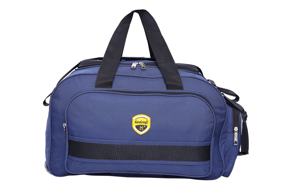 Blue-Black Hard Craft Unisex Nylon Blue Lightweight Waterproof Luggage Travel Duffel Bag With Extra Compartments And Roller Wheels  Brand:  Hard Craft
