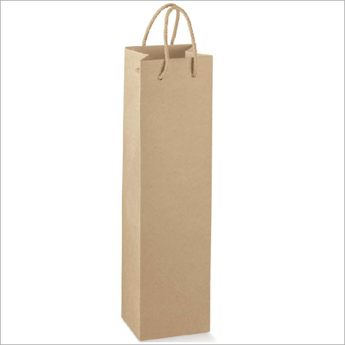 Brown Paper Carry Bag - Graded Wooden Pulp, Brown Color, Cotton String Handles with Metal Eyelets, High Tear & Abrasion Resistance, Vertical Shape for Beverage Transport