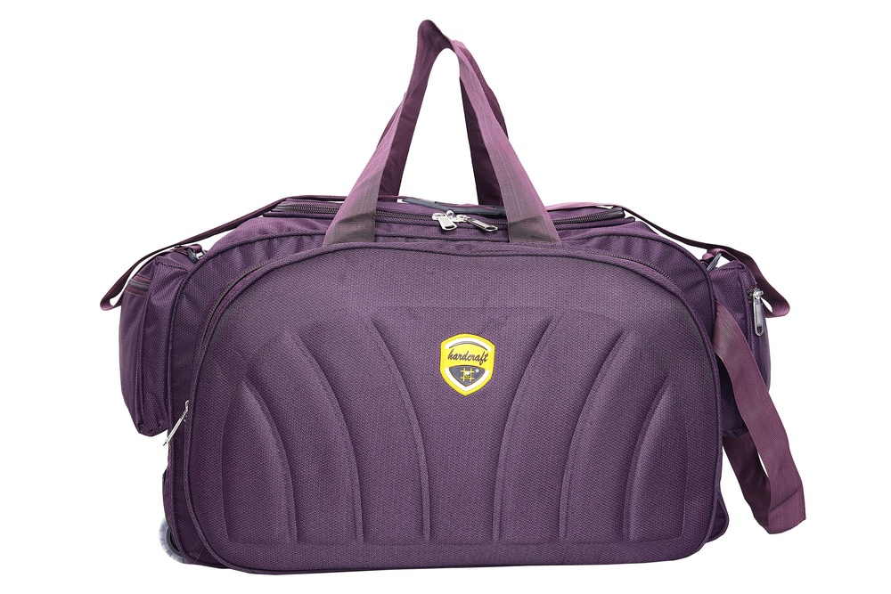 Hard Craft Polyester Nylon Wine Lightweight Waterproof Duffle with Extra Compartments and Roller Wheels