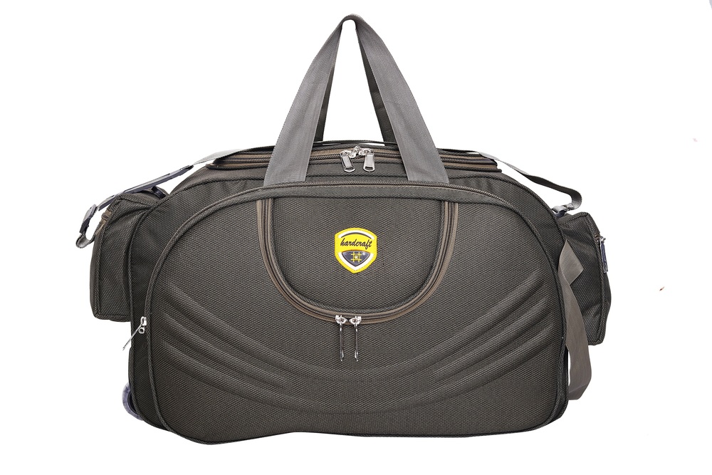 Hard Craft Duffle Luggage Travel Bag with Multiple Pockets & Roller Wheels - Polyester/Nylon Blend, 23x15x10 inches, Green | Lightweight, Water Repellent, 2 Wheels, 4 Compartments