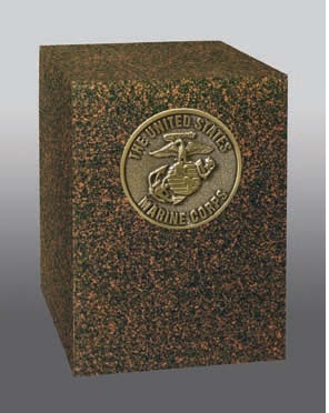 Copper & Bronze Doves Cube Urn With Gold Nameplate