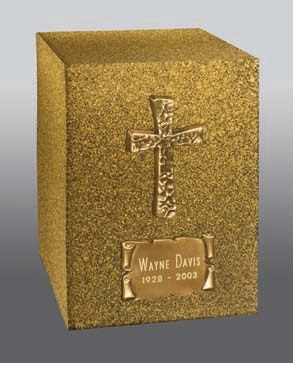 Copper & Bronze Doves Cube Urn With Gold Nameplate