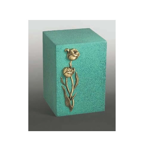 Gold Stone Army Brass Cube Urn