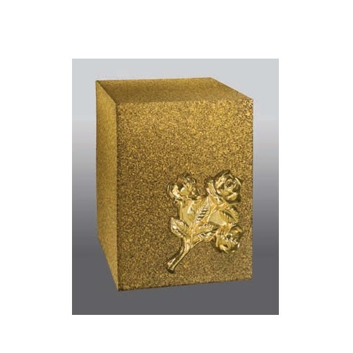 Gold Stone Army Brass Cube Urn