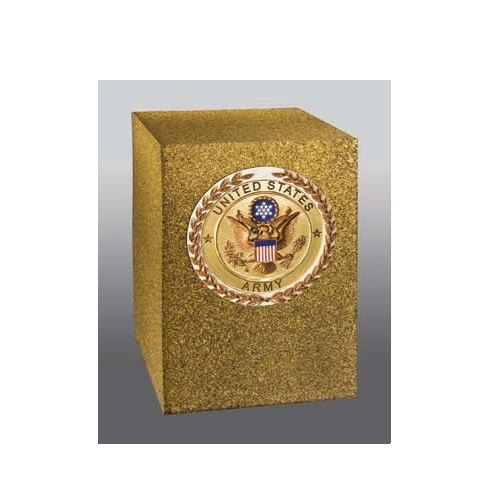 Gold Contemporary Cross Bronze Urn