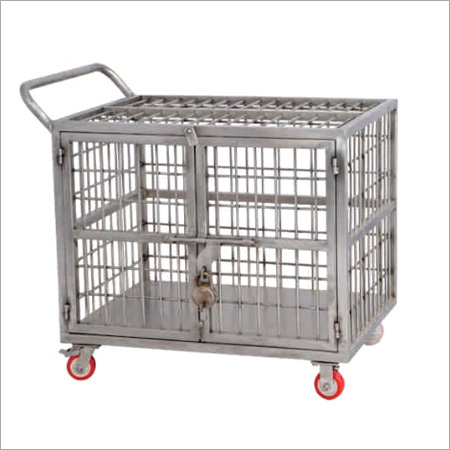 Cage Trolley - Metal Frame, Rust Free, Four Castor Wheels, Secure Locking Mechanism | Sturdy Handle, Smooth Edges for Safe Stock Movement