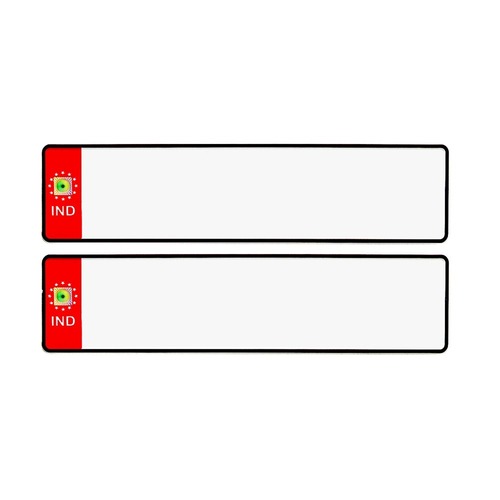 Red Ind Car Long Number Plates - Chromatised Aluminium, Lightweight Design, Retro Reflective Sheet, High-quality Imported Foil, Anti-corrosive Backside Coating, 1-year Warranty